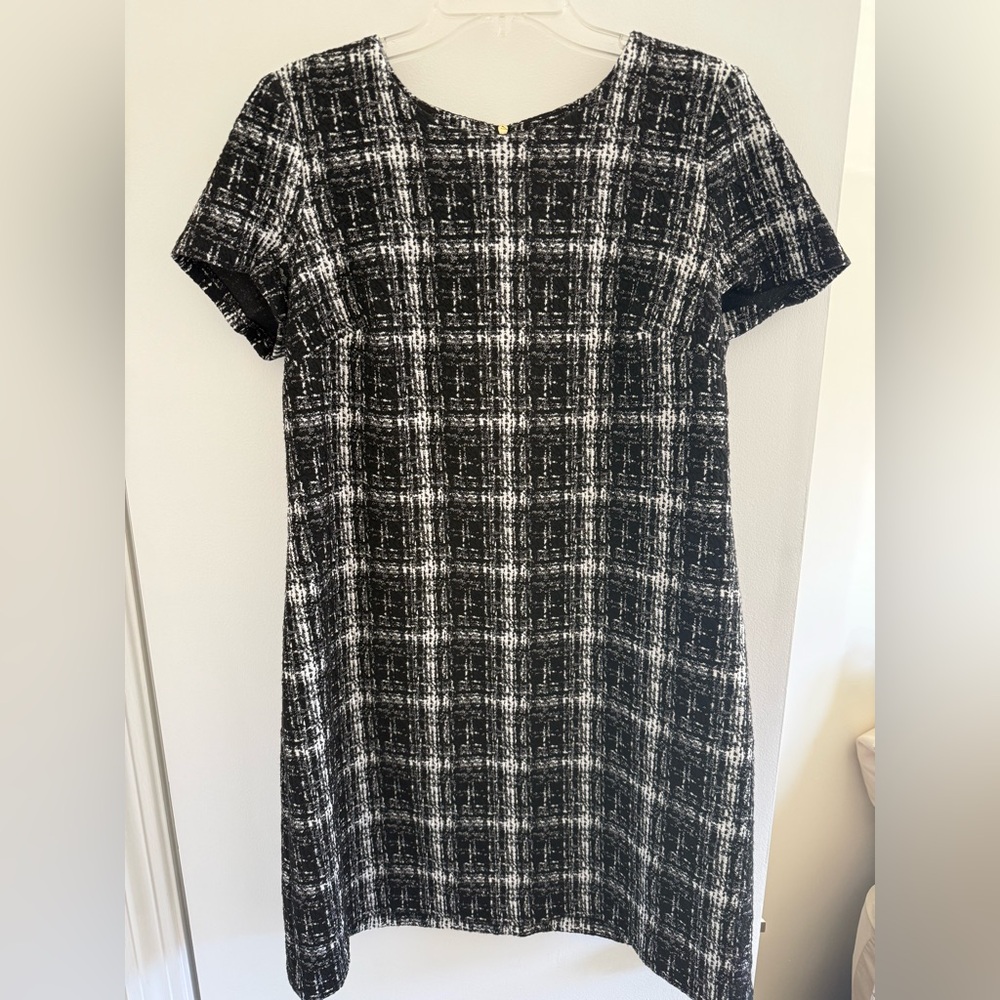 Calvin Klein black and white checkered midi dress - Picture 2 of 6